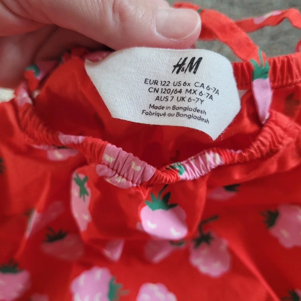 H&M Strawberry Red Sun Dress Size 6-7 - Picture 4 of 5